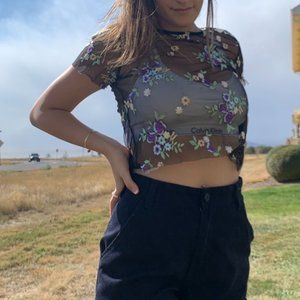 Sheer floral t-shirt
